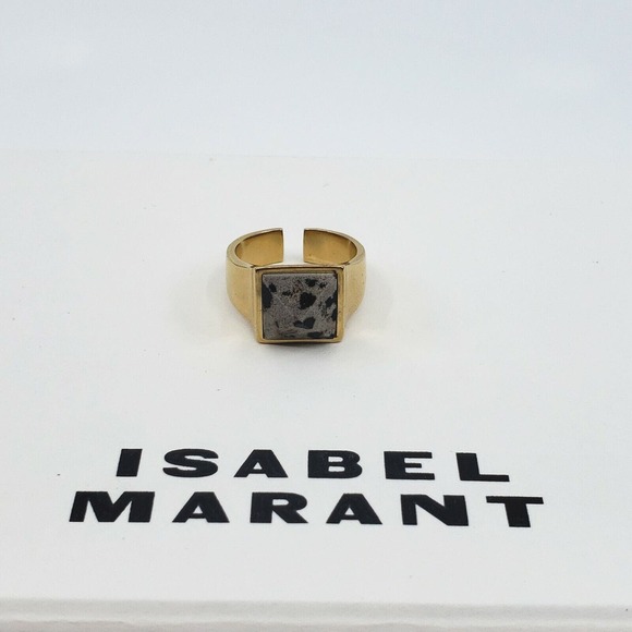 NEW ISABEL MARANT DALMATAIN JASPER GOLDTONE PLATED RING WOMEN'S SZ 8 - Picture 2 of 7